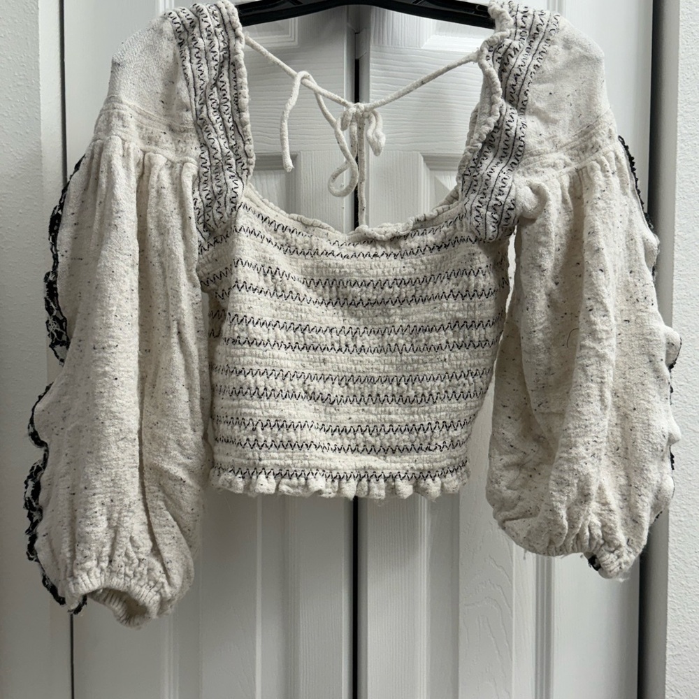 Free People Cream and Black Boho Blouse - Picture 5 of 5